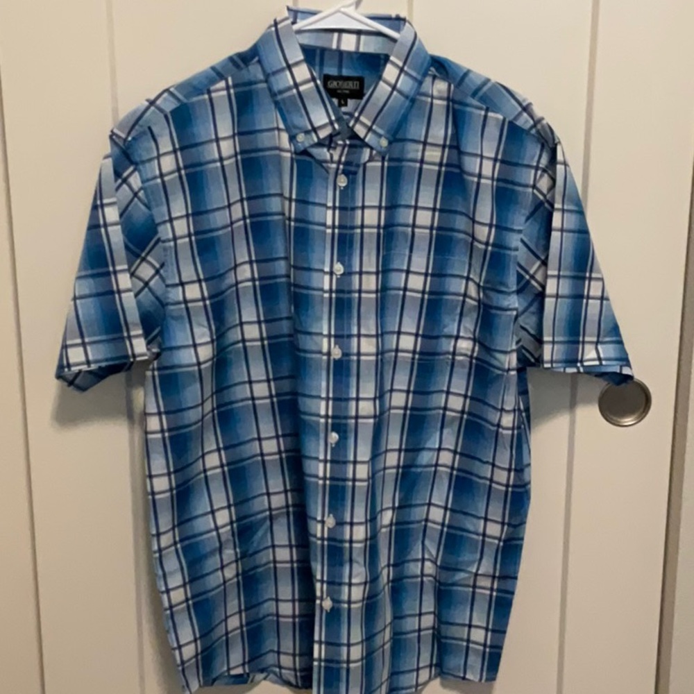 Blue and White Casual Button Down Shirt - Picture 1 of 3